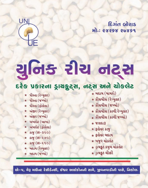 Unique Rich Nuts complete Gujarati product catalogue